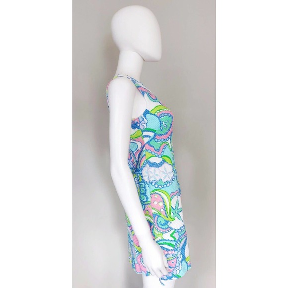 Lilly Pulitzer Delia Shift Dress 0 Cotton Multi Conch Republic Sleeveless Zip - Picture 4 of 12